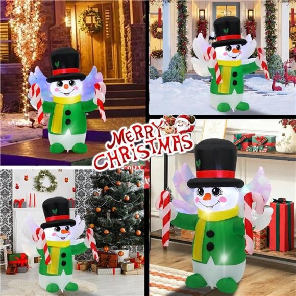 4 Ft Christmas Inflatables Snowman Angel Outdoor Decorations, Blow Up Yard - Picture 6 of 7